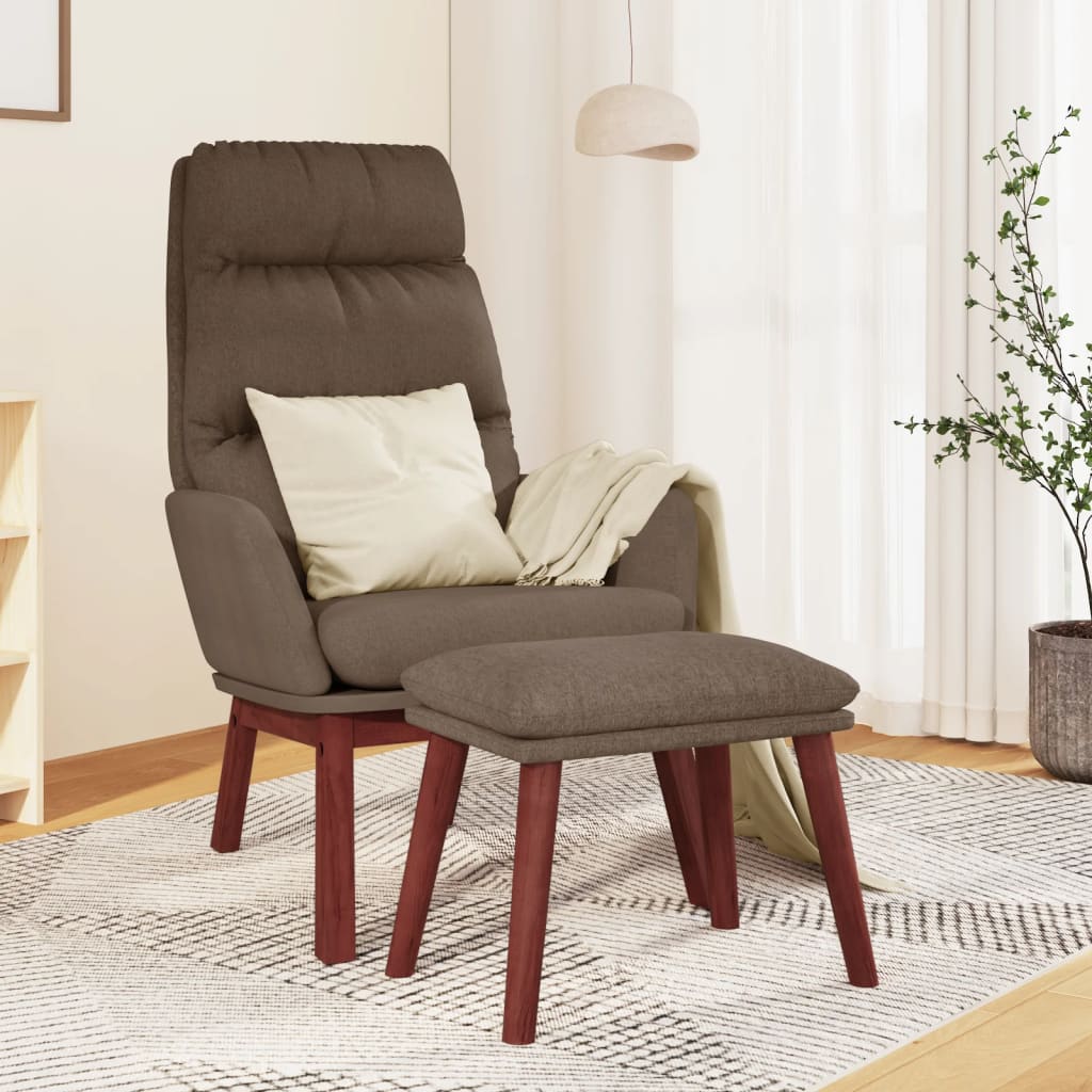 vidaXL Fotel z podnkiem, kolor taupe, obity tkanin