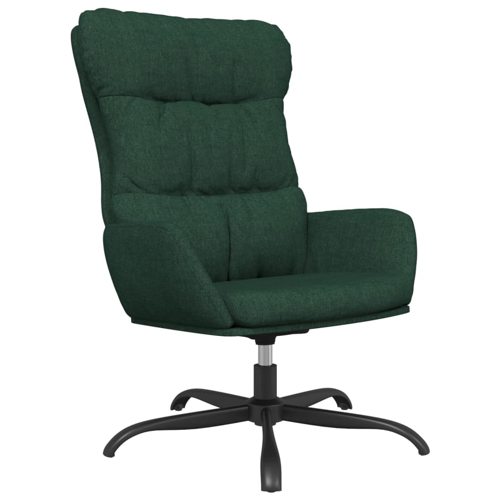 vidaXL Chaise de relaxation avec tabouret Vert foncé Tissu
