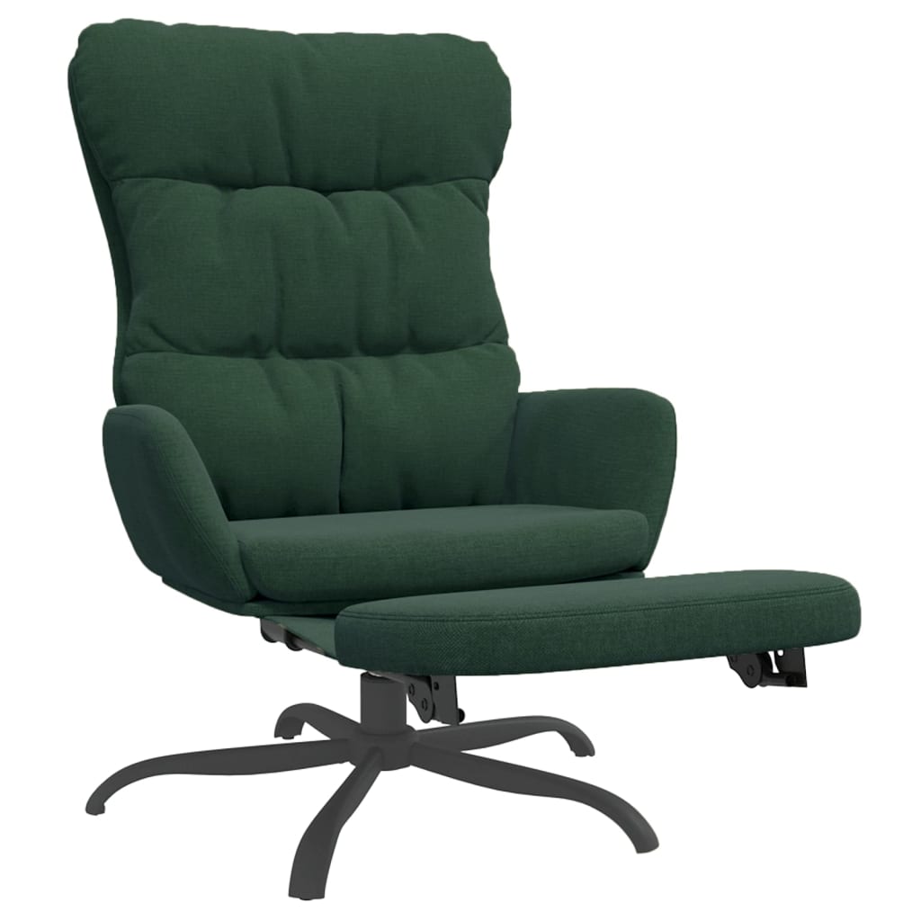 vidaXL Chaise de relaxation avec repose-pied Vert foncé Tissu