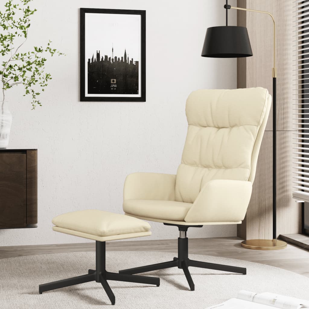 Chaise de relaxation avec repose-pied Crème Similicuir