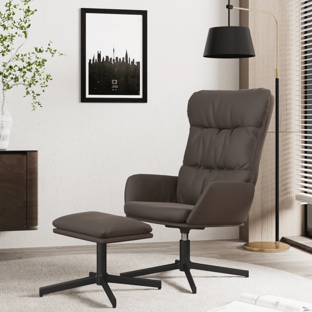 Chaise de relaxation avec repose-pied Marron Similicuir