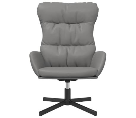 vidaXL Cadeira de descanso +banco pés couro artificial cinza antracite