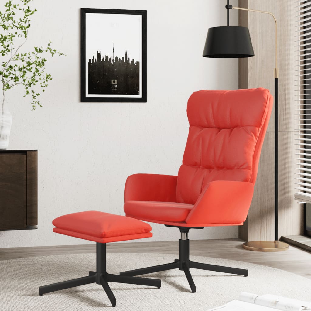 Chaise de relaxation avec repose-pied Rouge Similicuir