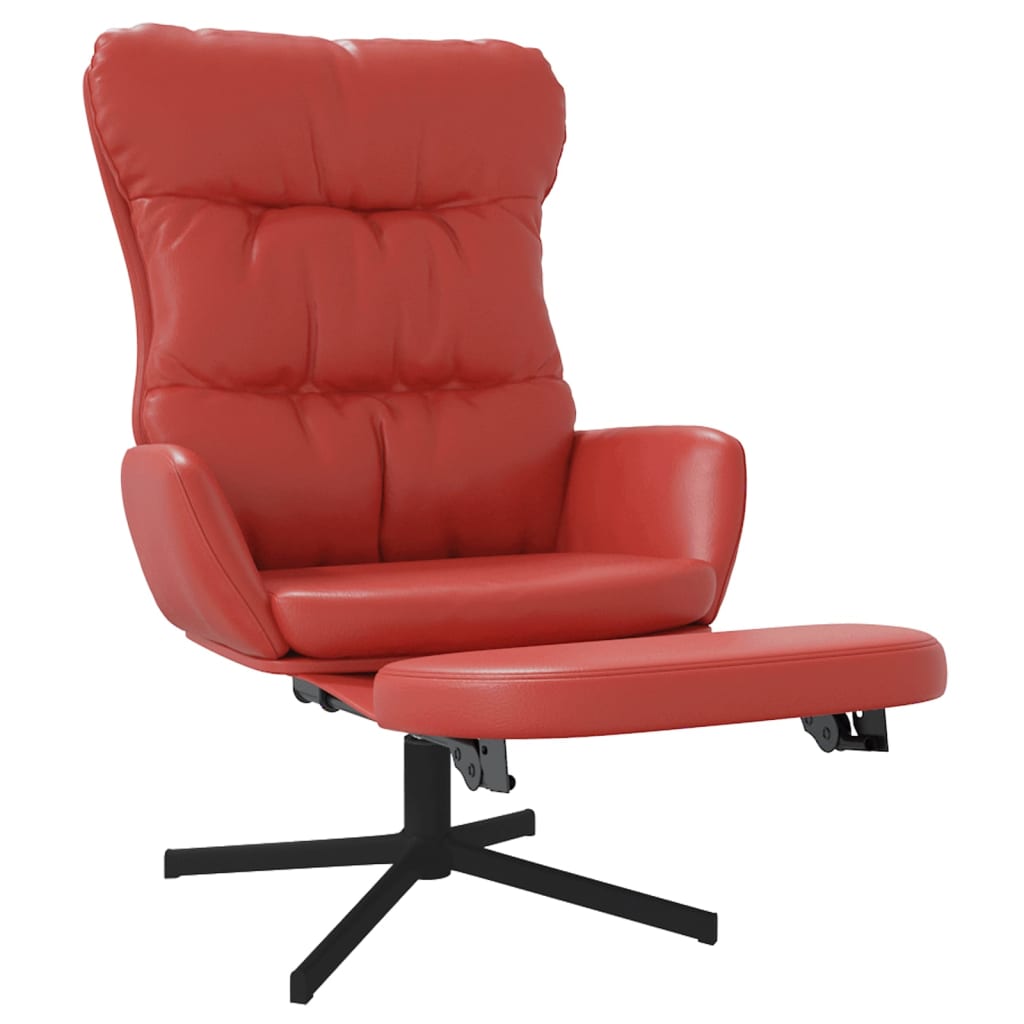 vidaXL Cadeira de descanso + apoio pés couro artificial vermelho tinto