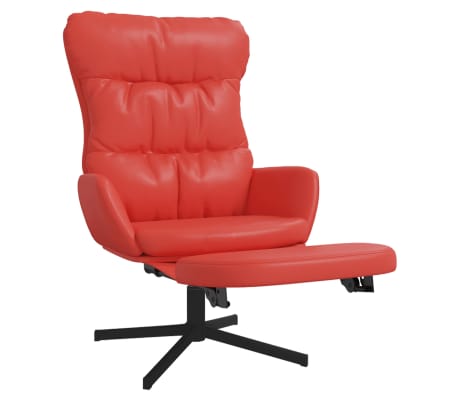 vidaXL Cadeira de descanso c/ apoio de pés couro artificial vermelho