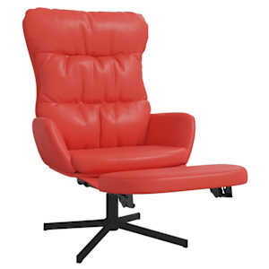 vidaXL Cadeira de descanso c/ apoio de p&eacute;s couro artificial vermelho