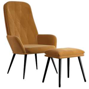 vidaXL Stolica za opu&scaron;tanje s tabureom smeđa bar&scaron;unasta