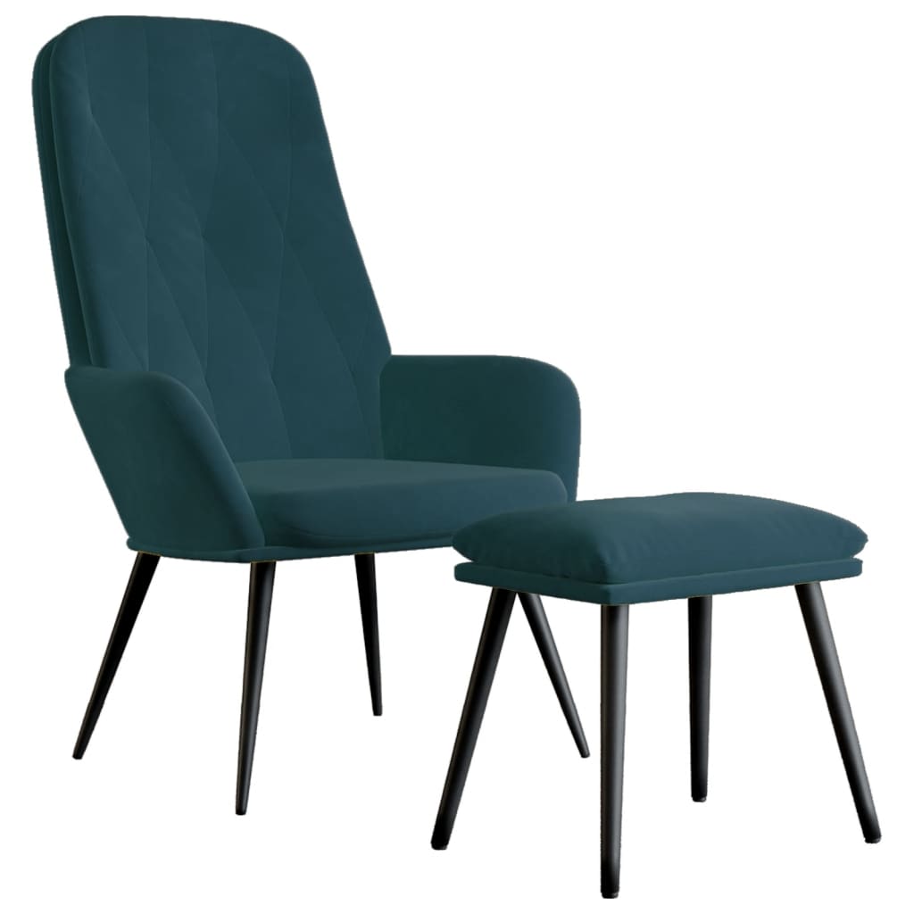 vidaXL Relaxstoel met voetenbank fluweel blauw afbeelding