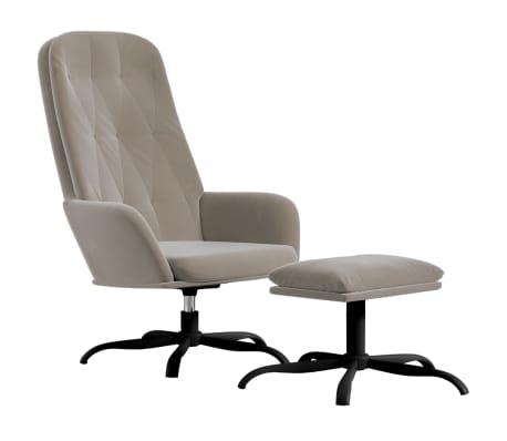 vidaXL Fotel z podn&oacute;żkiem, jasnoszary, obity aksamitem