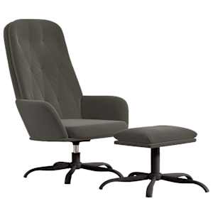 vidaXL Stolica za opu&scaron;tanje s tabureom tamnosiva bar&scaron;unasta