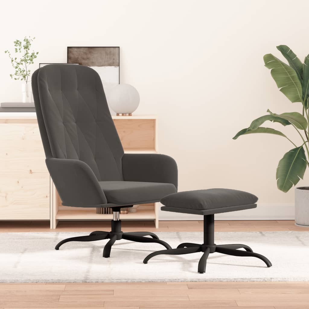 vida XL Relaxsessel mit Hocker Dunkelgrau Samt