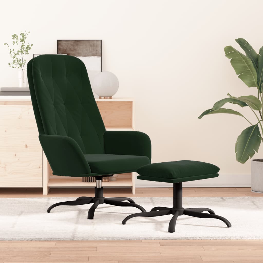 vida XL Relaxsessel mit Hocker Dunkelgrün Samt