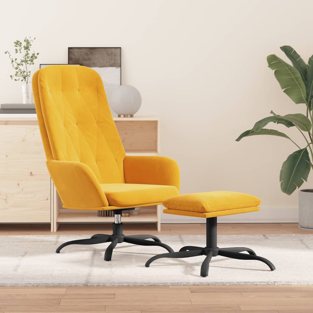 vida XL Relaxsessel mit Hocker Senfgelb Samt