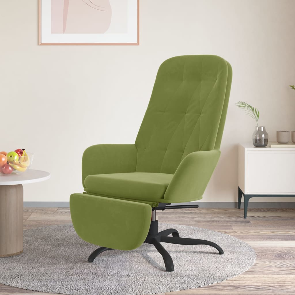 vida XL Relaxsessel mit Fußstütze Hellgrün Samt