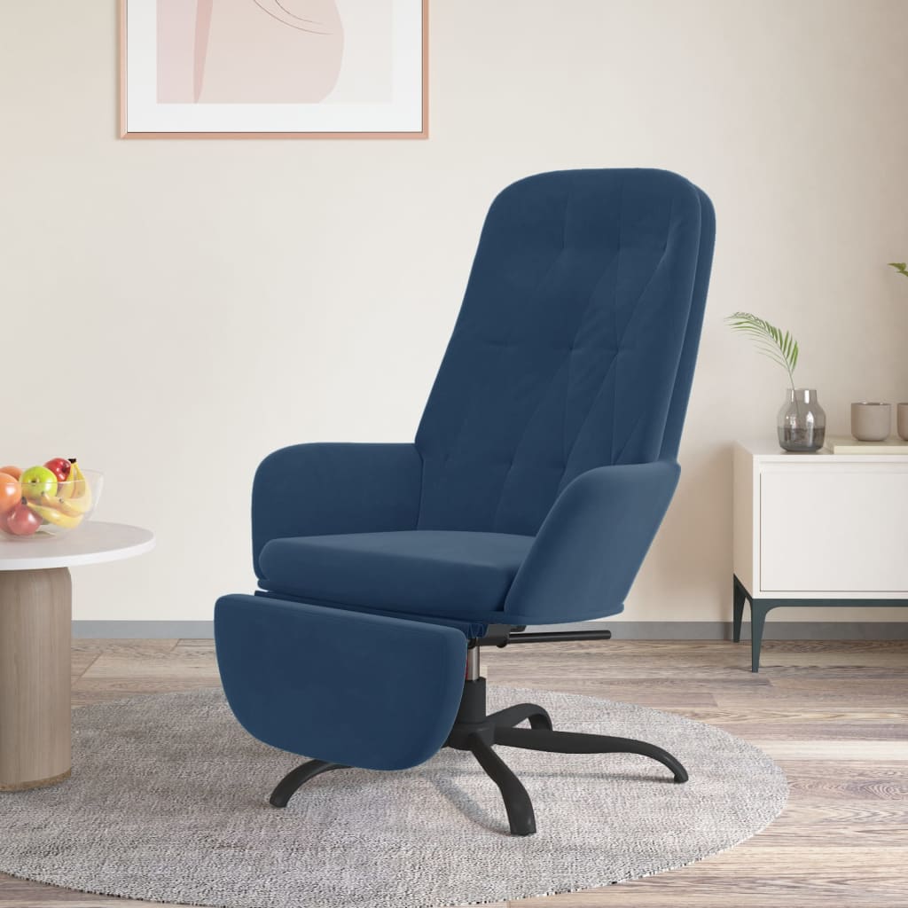 vida XL Relaxsessel mit Fußstütze Blau Samt