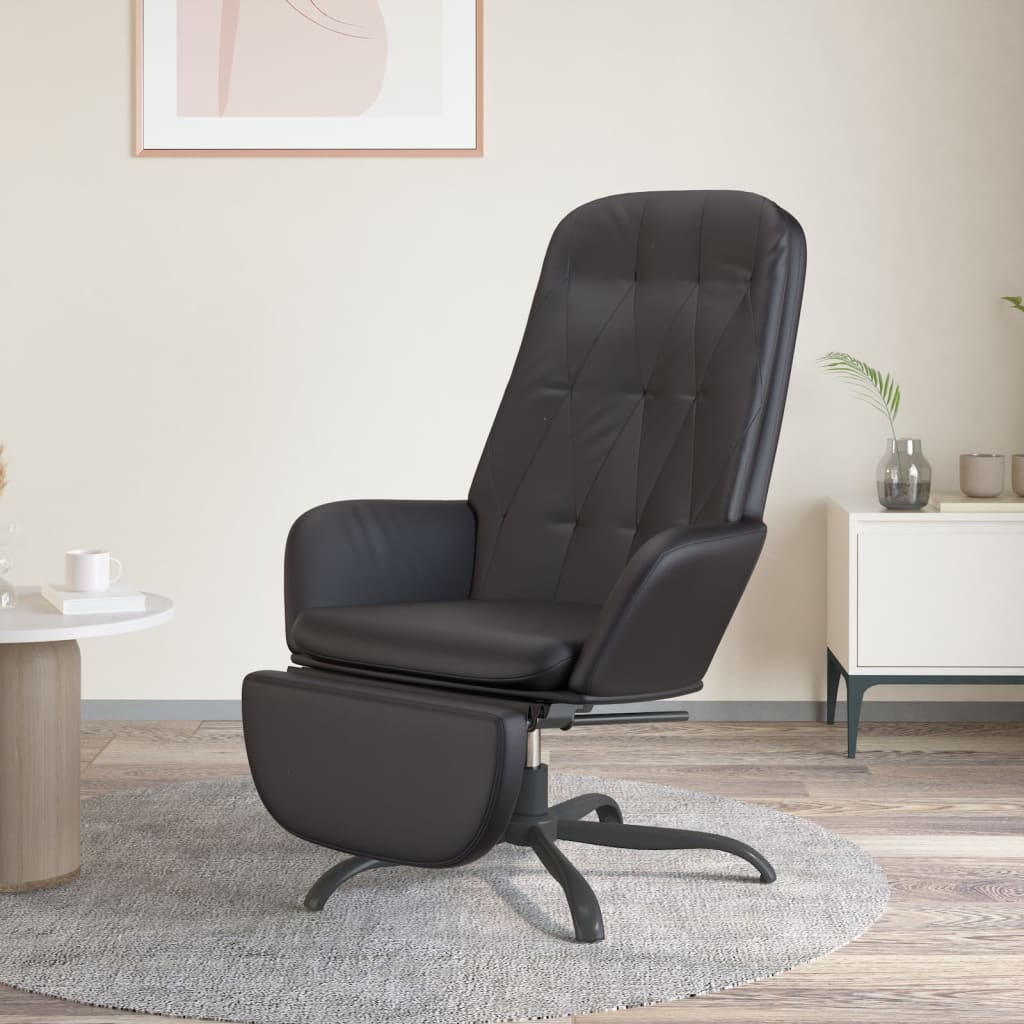 Chaise de relaxation avec repose-pied Noir brillant Similicuir
