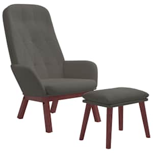 vidaXL Scaun de relaxare cu taburet, gri &icirc;nchis, catifea