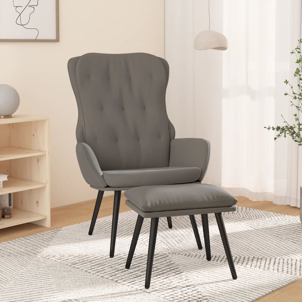 vidaXL Chaise de relaxation avec repose-pied Gris clair Velours