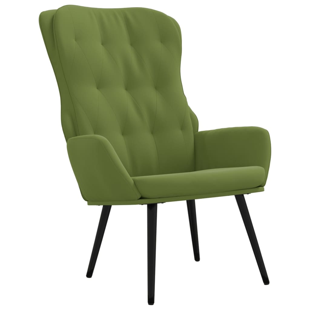 világoszöld bársony pihenőfotel lábtartóval