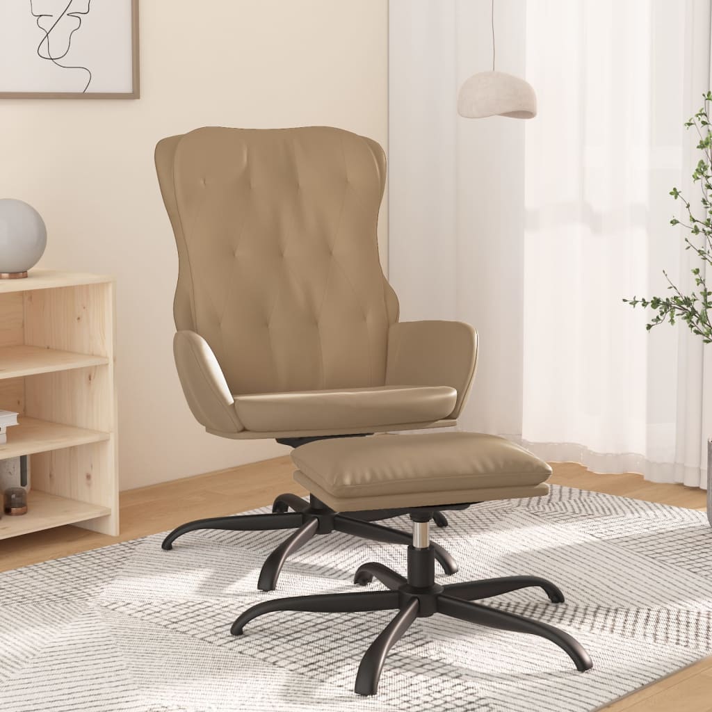 vida XL Relaxsessel mit Hocker Cappuccino-Braun Kunstleder