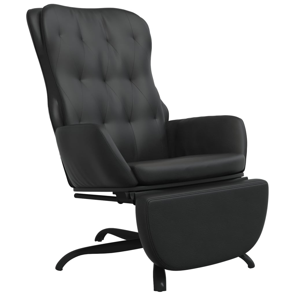 vidaXL Chaise de relaxation avec repose-pied Noir Similicuir