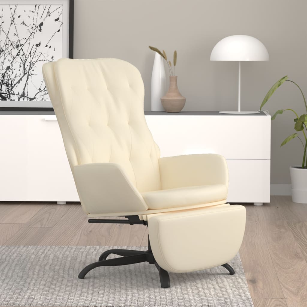 vida XL Relaxsessel mit Fußteil Creme Kunstleder