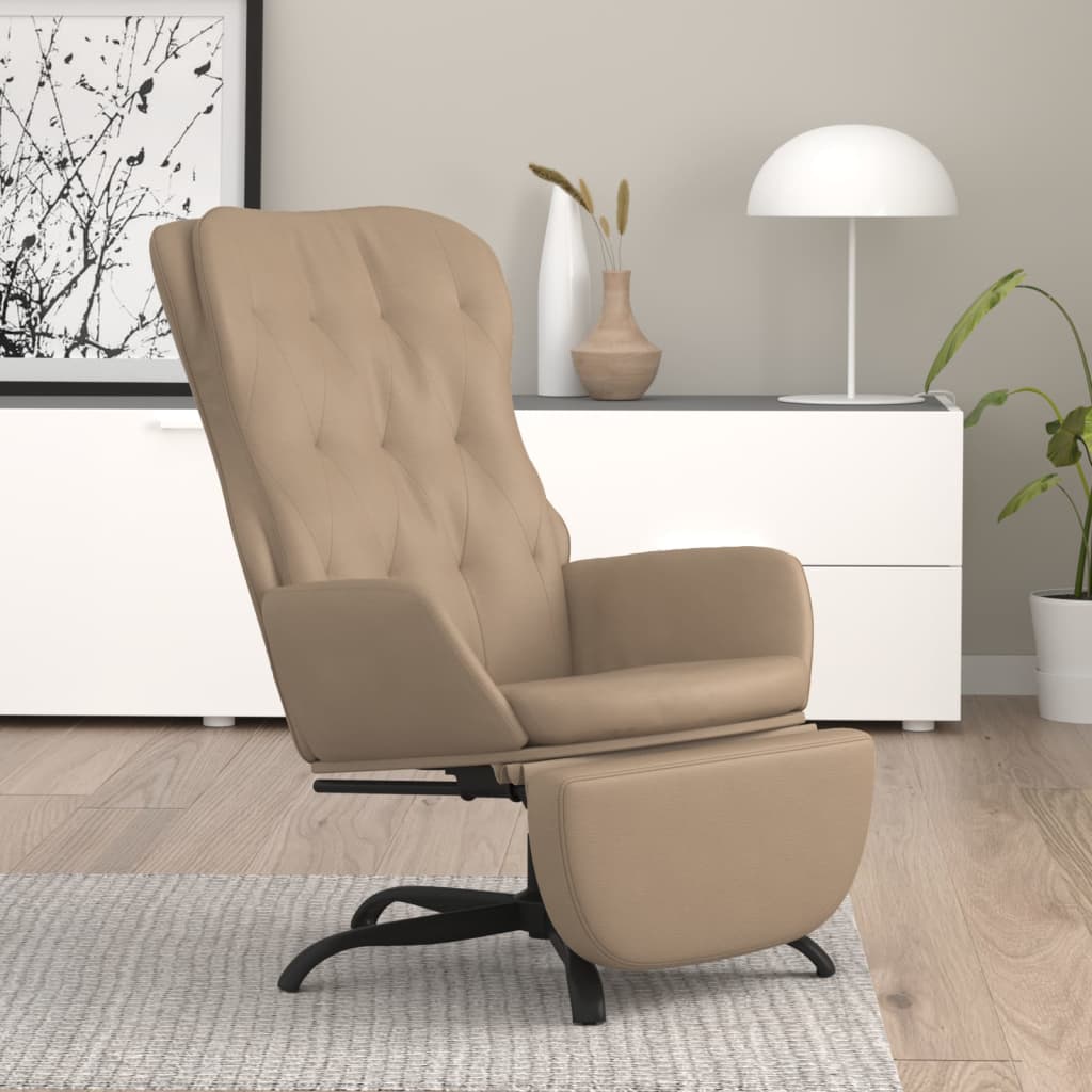 vidaXL Scaun de relaxare cu taburet, cappuccino, piele ecologică