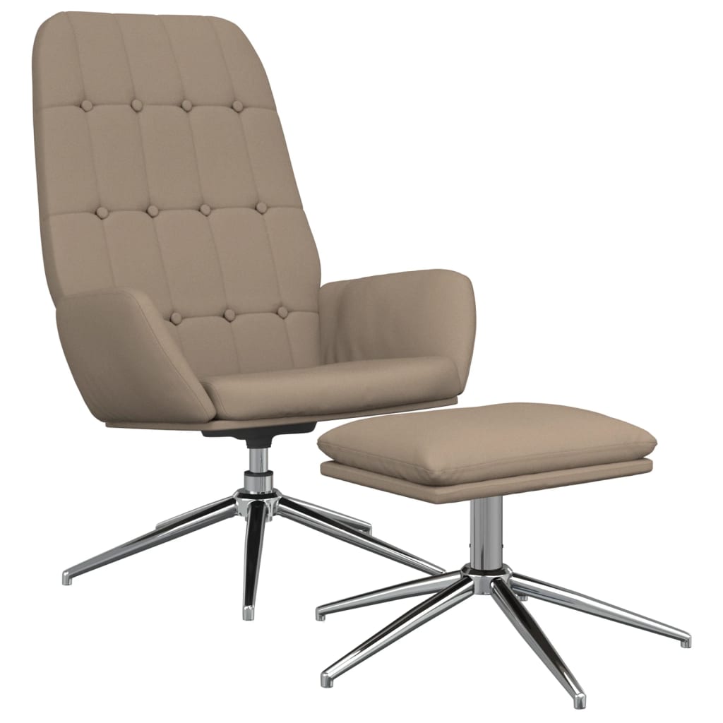 vidaXL Релаксиращ стол с табуретка, таупе, микрофибърен текстил