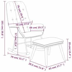 Houpací křeslo s podnožkou modré textil - obrázek 8