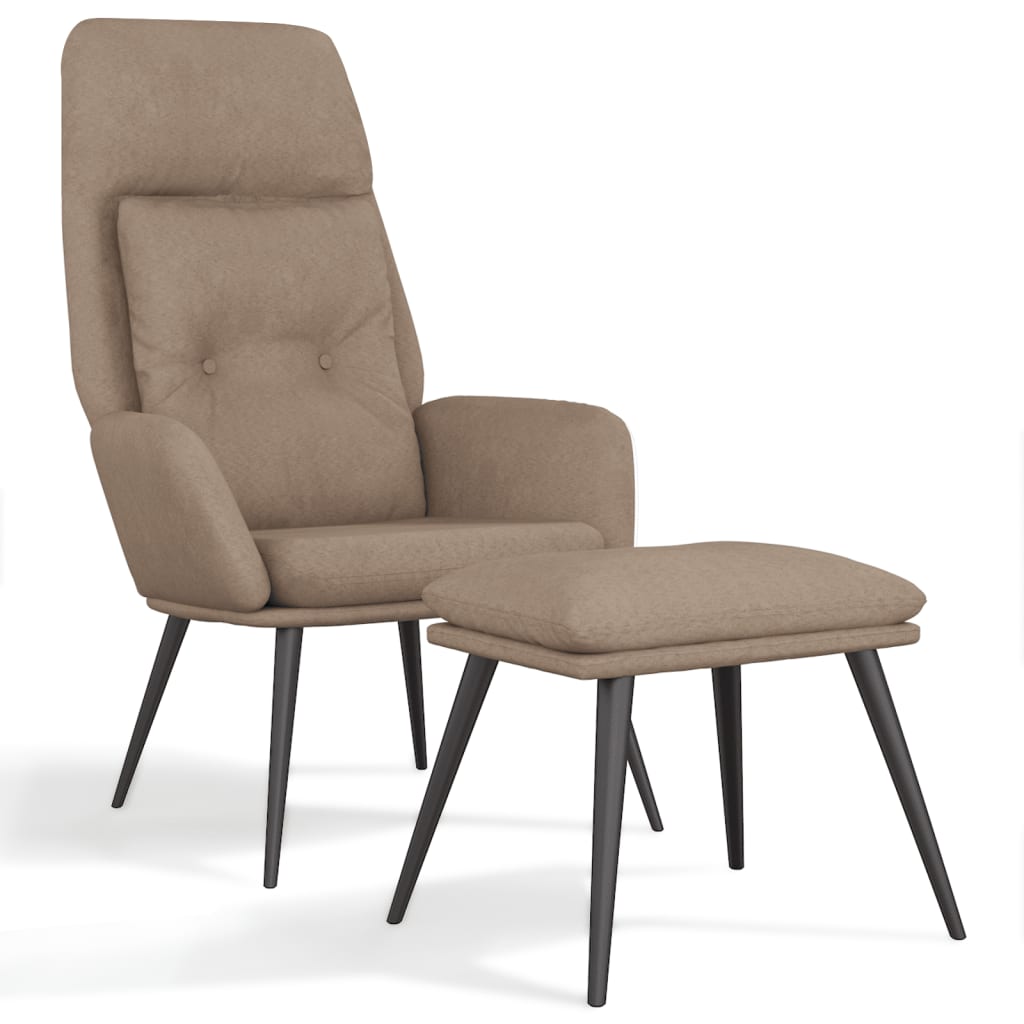 vidaXL Relaxstoel met voetenbank microvezelstof taupe