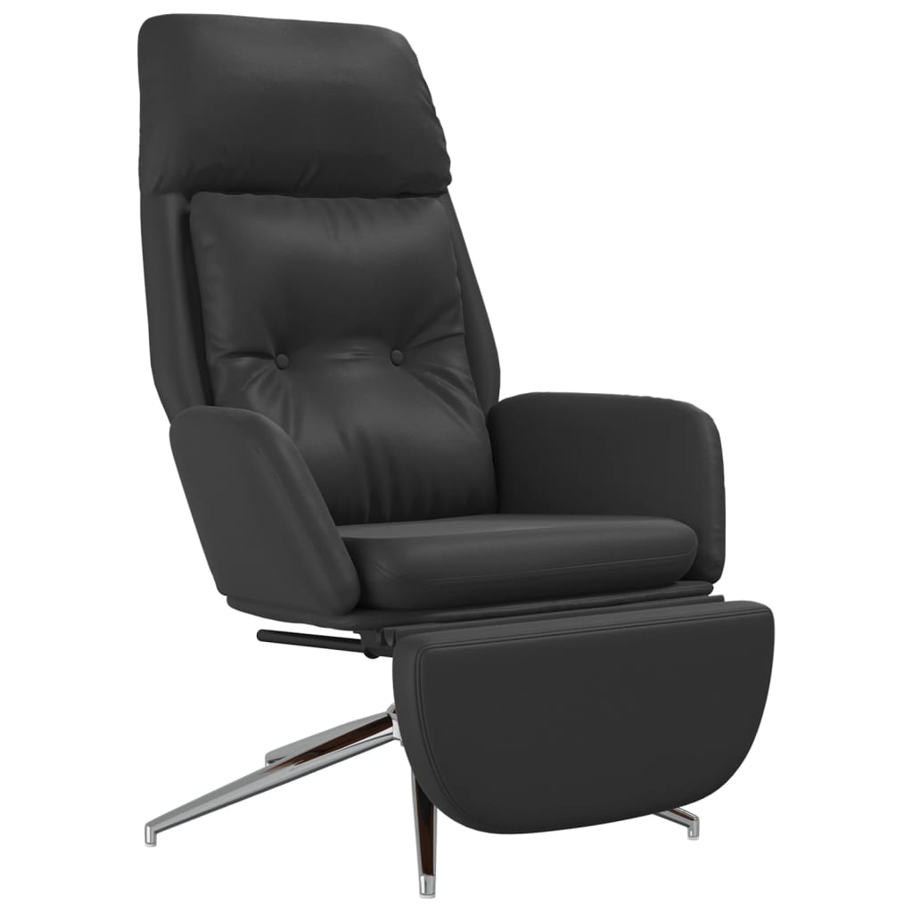 vidaXL Relaxstoel met voetensteun echt leer en kunstleer zwart