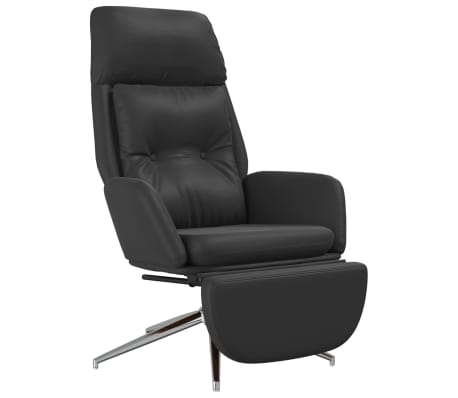 vidaXL Cadeira descanso + apoio de pés couro genuíno/artificial preto