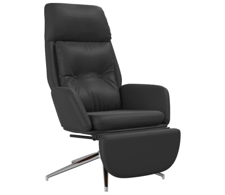 vidaXL Sillón de relax y reposapiés cuero auténtico y sintético negro