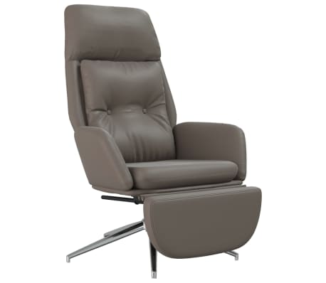 vidaXL Relaxstoel met voetensteun echt leer en kunstleer grijs