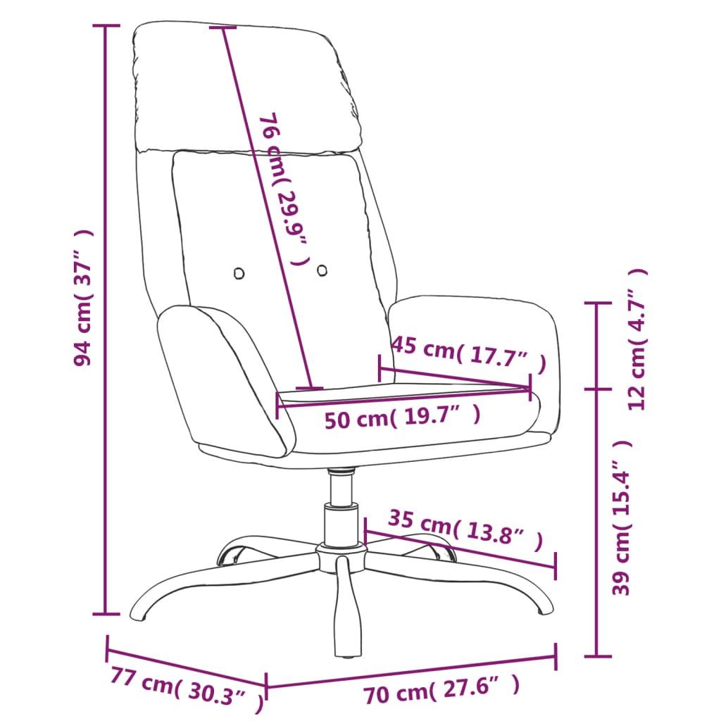 Scaun de relaxare cu taburet, negru lucios, piele ecologică