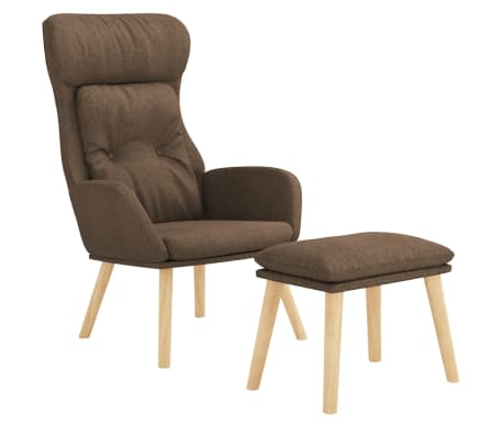 vidaXL Scaun de relaxare cu taburet, maro, textil