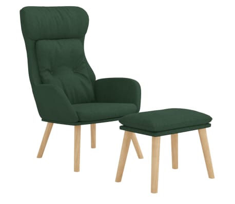 vidaXL Scaun de relaxare cu taburet, verde &icirc;nchis, textil