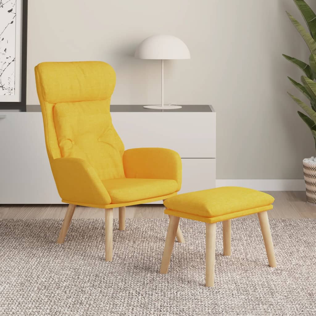 Chaise de relaxation avec repose-pied Jaune moutarde Tissu