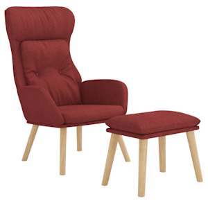 vidaXL Relaxsessel mit Hocker Weinrot Stoff