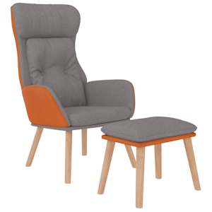 Relaxační křeslo s podnožkou světle šedá umělá kůže a textil - obrázek 3