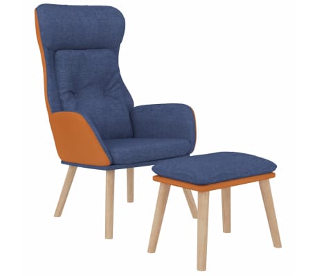 vidaXL Chaise de relaxation avec repose-pied Bleu Similicuir et tissu