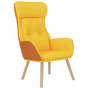 Relaxační křeslo a podnožka hořčicově žluté umělá kůže a textil - obrázek 4