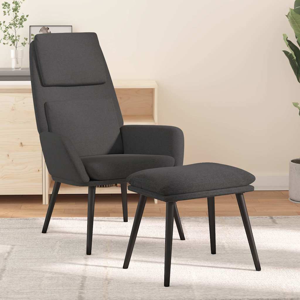 vidaXL Fotel z podn�kiem, ciemnoszary, obity tkanin�