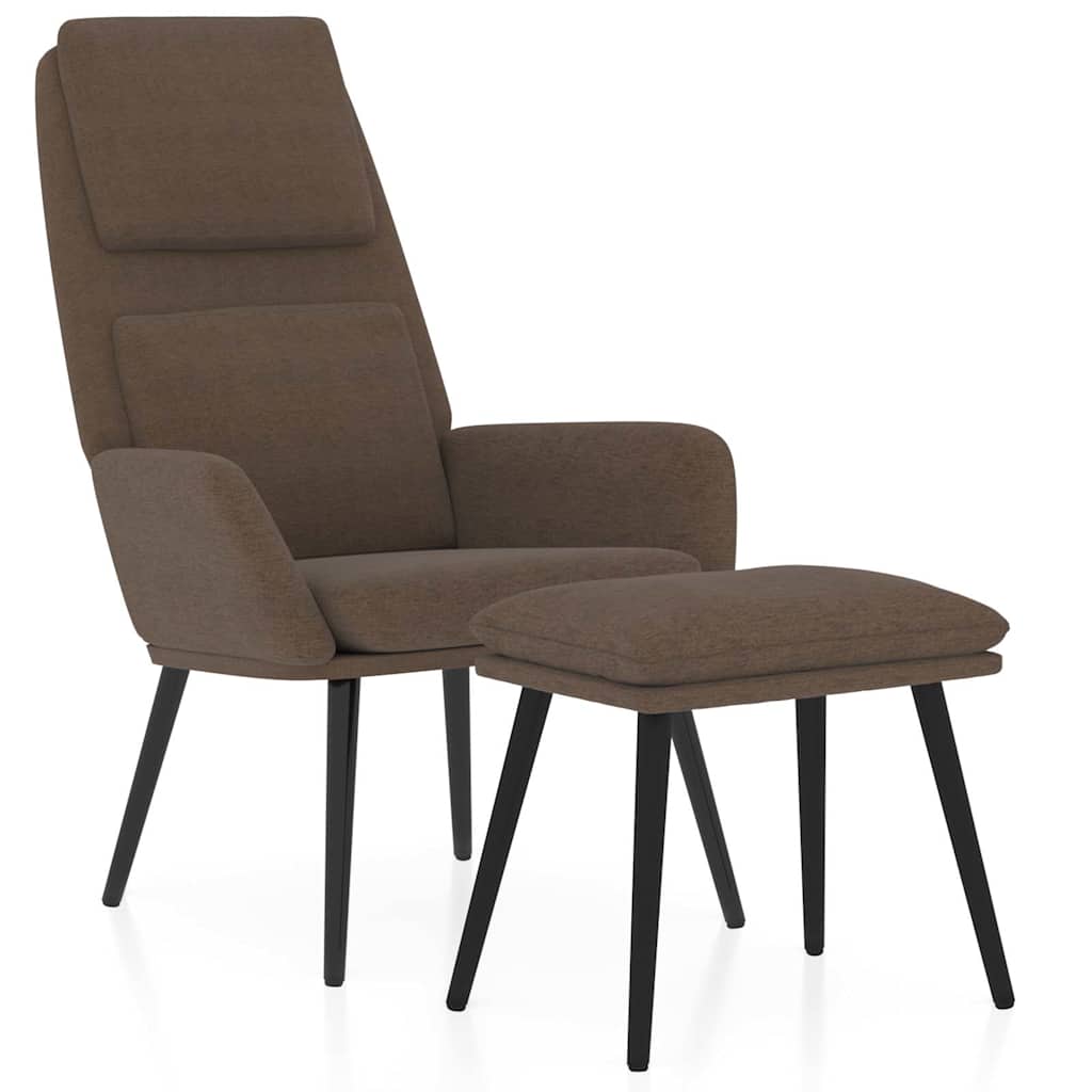 vidaXL Relaxační křeslo se stoličkou hnědé textil