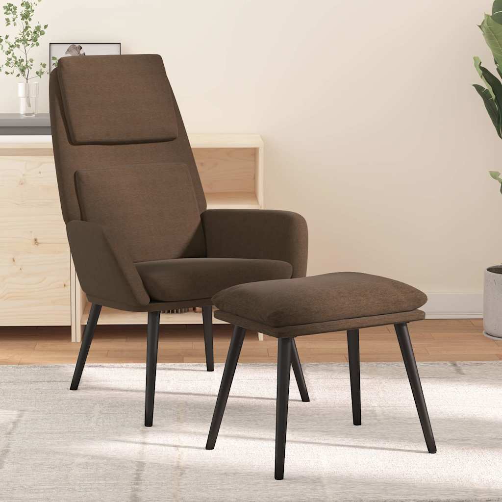 vidaXL Fotel z podn�kiem, br�zowy, obity tkanin�