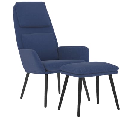 vidaXL Chaise de relaxation avec tabouret Bleu Tissu