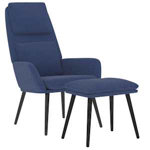 vidaXL Πολυθρόνα Relax Μπλε Υφασμάτινη με Σκαμπό
