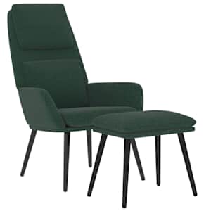 Relaxační křeslo se stoličkou tmavě zelené textil - obrázek 3