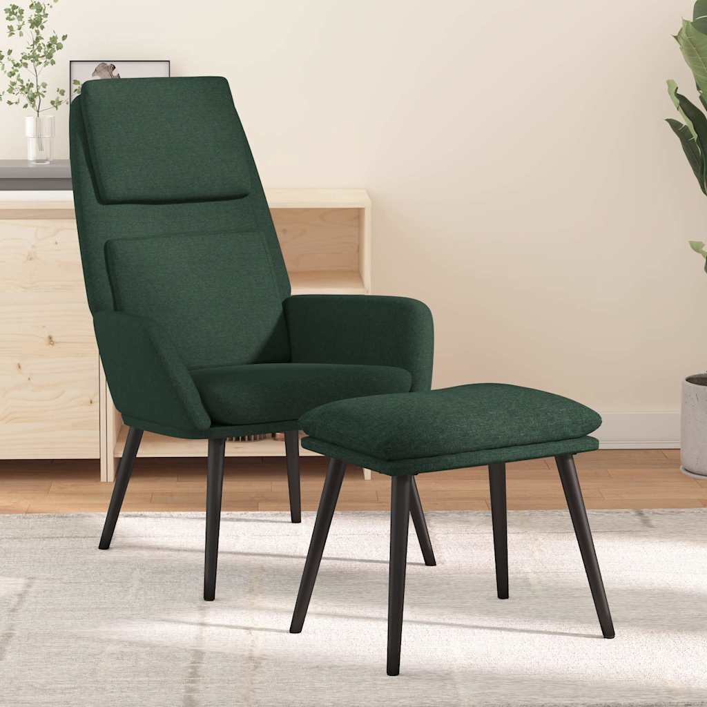 vidaXL Fotel z podn�kiem, ciemnozielony, obity tkanin�