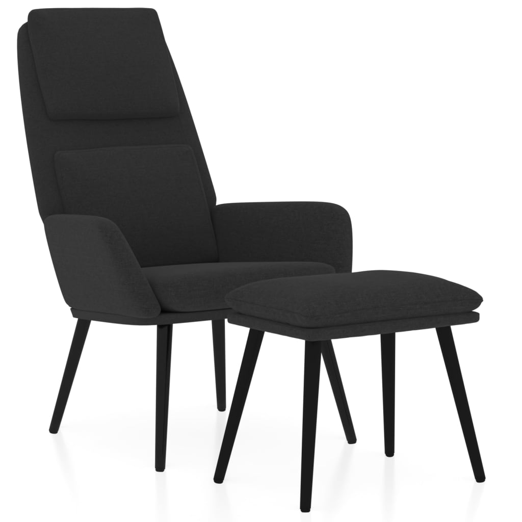 vidaXL Relaxační křeslo se stoličkou černé textil